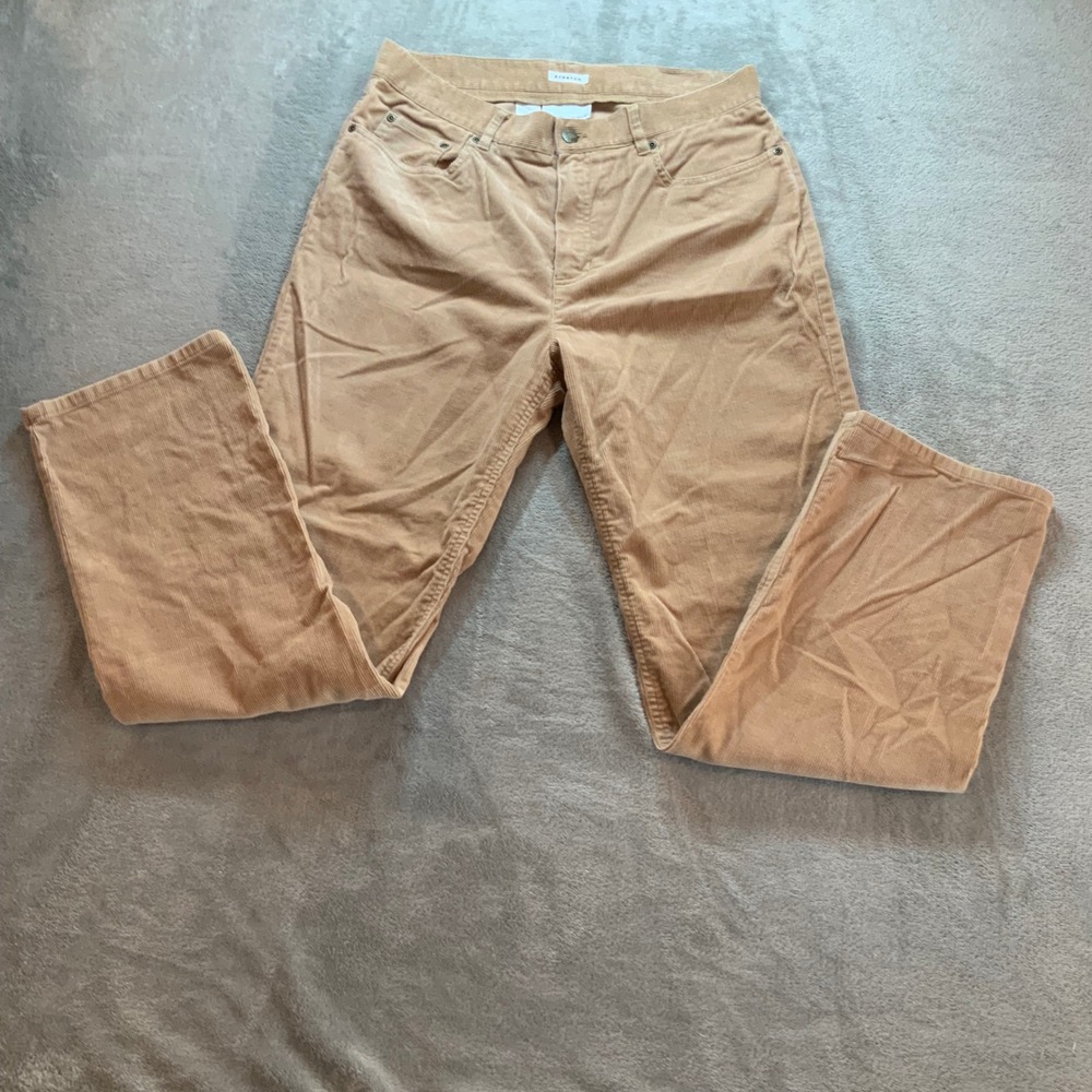 Jones New York Sport Tan Corduroy Stretch Straight Leg Pants Womens Size 10